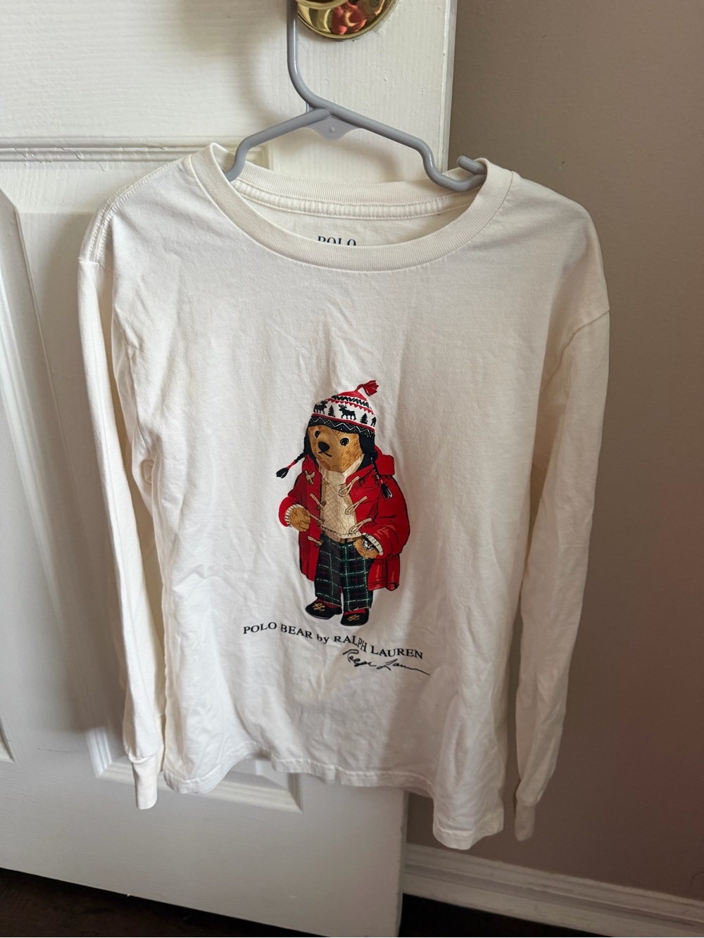 Ralph Lauren Polo Bear Kids' White Long-Sleeve Tee